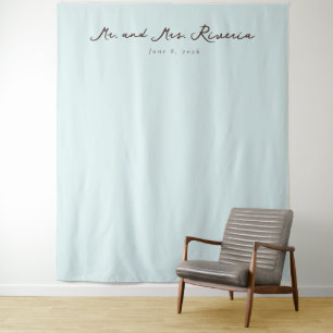 Tapete De Parede Caligrafia Minimalista Azul Sereno