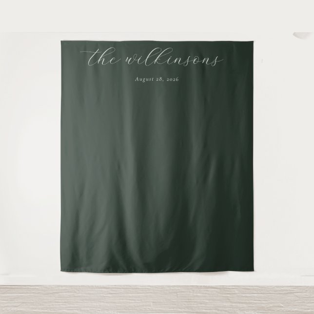 Tapete De Parede Caligrafia Minimalista Verde Sofisticada (Frente)