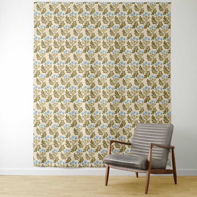 Tapete De Parede  Calm and Natural: Blue Flower Seamless Pattern (In Situ)