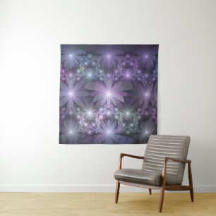 Tapete De Parede Cama de Flores Arte de Fractal Abstrato Brilhante