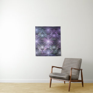 Tapete De Parede Cama de Flores Arte Fractal Abstrato Moderno e Bri
