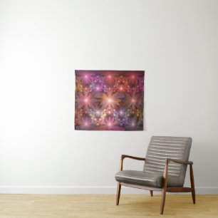 Tapete De Parede Cama De Flores Colorida Abstrata Arte Fractal Bril