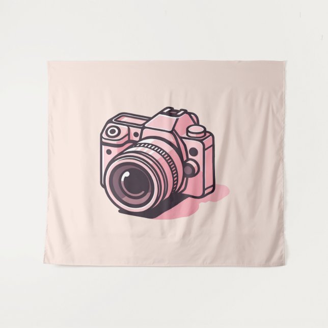 Tapete De Parede Câmera DSLR Rosa Tendência Fotografia Personalizad (Frente (Horizontal))