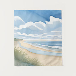 Tapete De Parede Caminhada na Praia | Aquarela do Oceano Costeiro