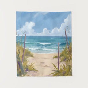 Tapete De Parede Caminho da Praia Água Oceânica Pintura Costeira