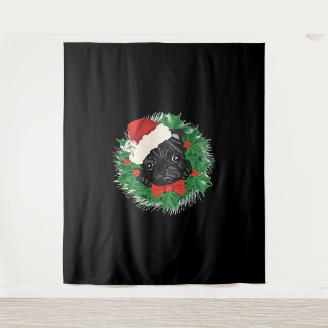 Tapete De Parede Camisa de Natal de Pug Incrível (Frente)
