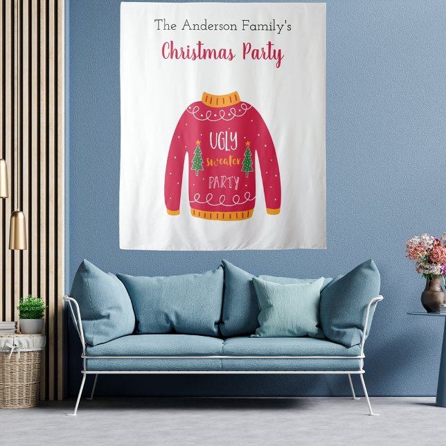 Tapete De Parede Camisa feia de festa de Natal vermelha branca dive (Criador carregado)