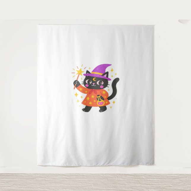 Tapete De Parede Camisa-T Clássica de Bruxa Gatinho Celestial Espum (Frente)