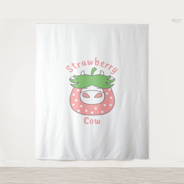 Tapete De Parede Camisa-T clássica de morango rosa (Frente)