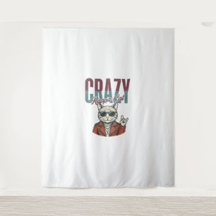 Tapete De Parede Camiseta Desenho Gravura Vintage Crazy Rappa Cat_1