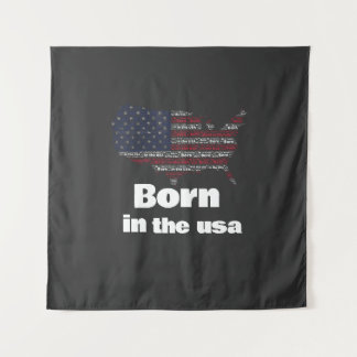 Tapete De Parede Camiseta Patriótica Mapa da Bandeira Americana 'Na