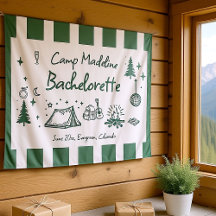 Camp Bachelorette Camping Mão Desenhada Verde Bem-