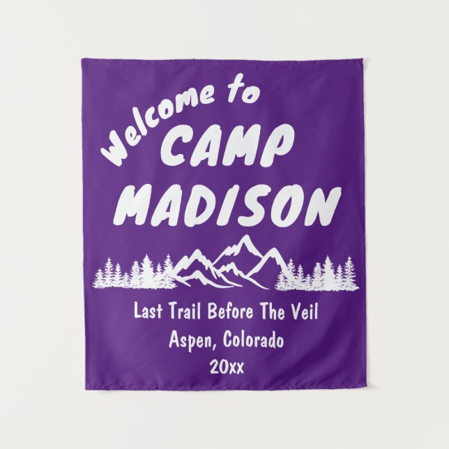 Tapete De Parede Camp Bachelorette Mountain Camping Partido Roxo (Frente)