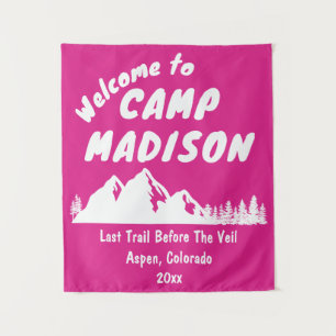 Tapete De Parede Camp Bachelorette Mountain Party Sign