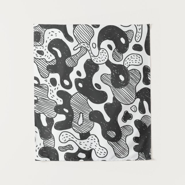 Tapete De Parede camuflagem de estilo abstrato, preto (Frente)