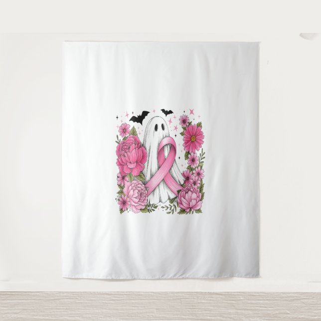 Tapete De Parede Cancer de Mama Halloween Ghost Boho (Frente)