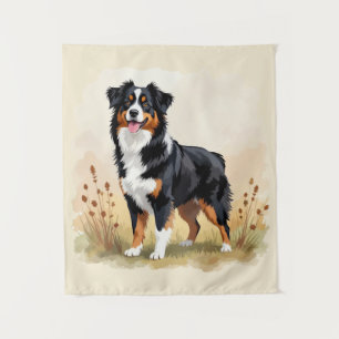 Tapete De Parede Cão Aussie Tricolor Preto Pastor Australiano