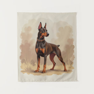 Tapete De Parede Cão Doberman Pinscher Marrom Ferrugem Vermelho