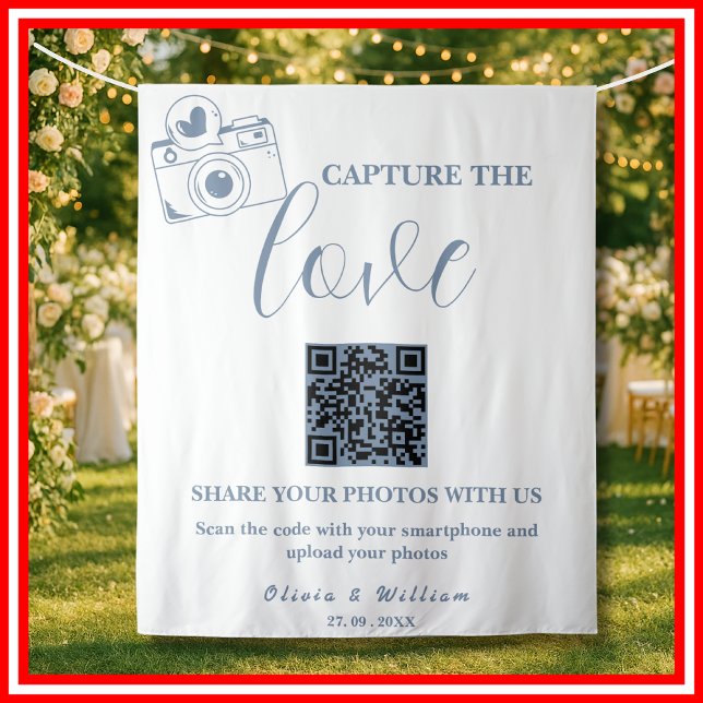 Tapete De Parede Capa de Fundo de Casamento Dusty Blue QR Capture T (Criador carregado)