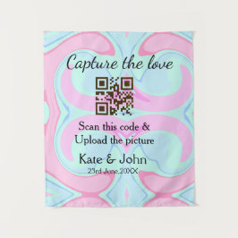 Tapete De Parede Capture o amor adicione QR scan mármore rosa azul 