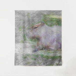 Tapete De Parede capybara animal artístico