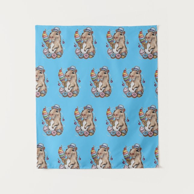 Tapete De Parede capybara doce rosquinha cupcakes doces (Frente)