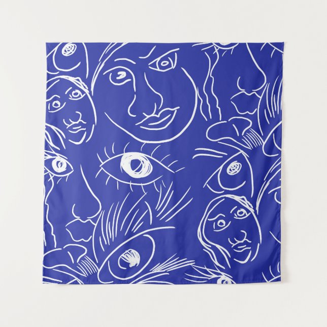 Tapete De Parede Cara de beleza: desenho de uma linha. (Frente)