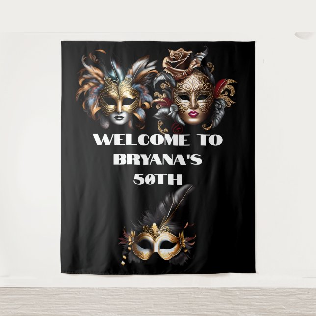 Tapete De Parede cara de mascarada, máscaras elegantes, moça (Frente)