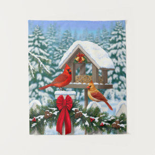 Tapete De Parede Cardeiros e alimentador de aves de Natal