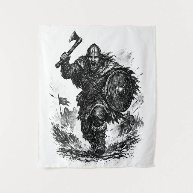 Tapete De Parede Carga do Guerreiro Viking – Batalha de Tinta (Frente)