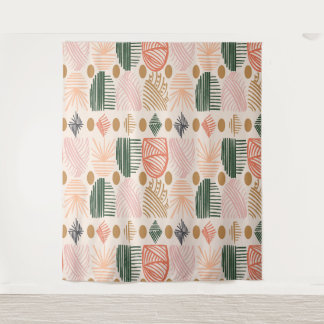 Tapete De Parede Caribe Tribal Mudcloth: Boho Dark Verde, Rosa