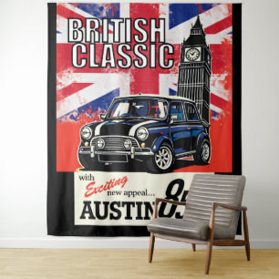 Tapete De Parede Carro Clássico Britânico Retrô com Arte Pop na Fre