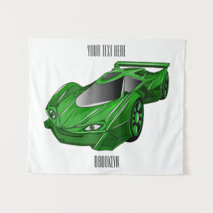 Tapete De Parede Carro desportivo verde com ilustração aerofoil