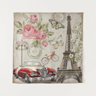 Tapete De Parede Cartão postal de Paris vintage.