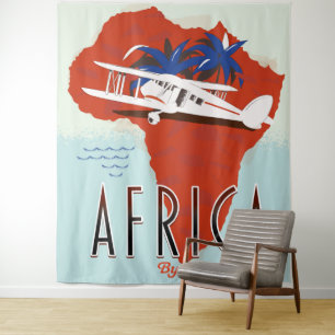 Tapete De Parede Cartaz de viagem da África de avião
