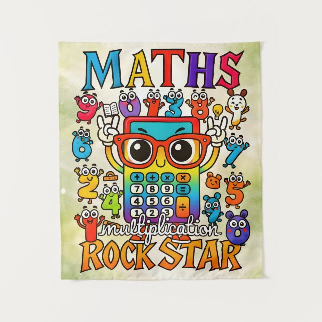 Tapete De Parede Cartaz Fofo de Rockstar da Multiplicação de Matemá (Frente)