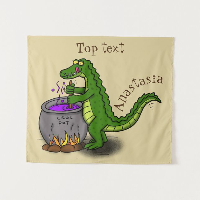 Tapete De Parede Cartografia engraçada do cozinhar de jacaré verde (Frente (Horizontal))