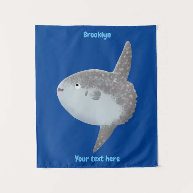 Tapete De Parede Cartografia fofa mola de peixe-sol oceânico (Frente)