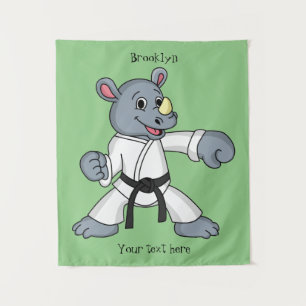Tapete De Parede Cartoon bonito rhino kung fu