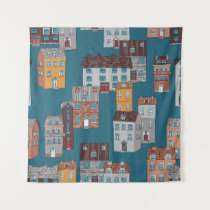 Tapete De Parede Cartoon City Vintage Wallpaper