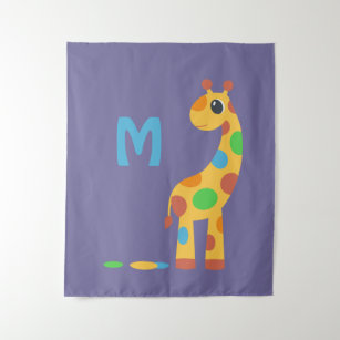 Tapete De Parede Cartoon Colorido Giraffe Monograma