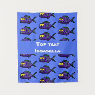 Tapete De Parede Cartoon de peixe Piranha