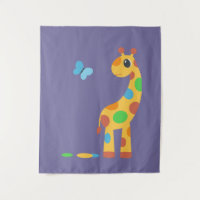 Cartoon Giraffe e Borboleta Coloridas
