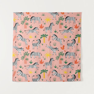 Tapete De Parede Cartoon Zebras Funny Patterno Sem Olho