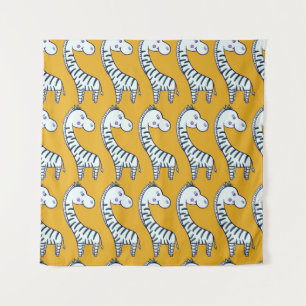 Tapete De Parede Cartoon zebras: padrão de fundo amarelo.