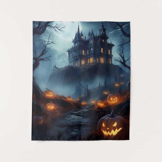 Tapete De Parede Casa Assombrada de Halloween no Morro (Frente)