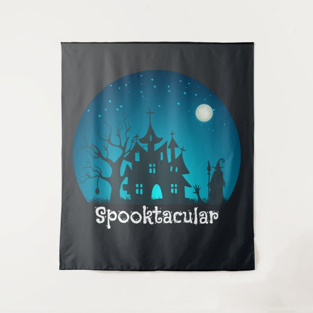 Tapete De Parede Casa Azul e Negra Assaltada Spooktacular (Frente)