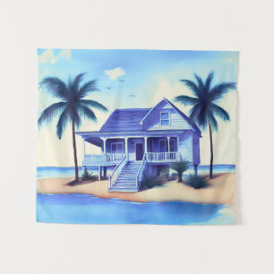 Tapete De Parede Casa da Praia com Palm Trees