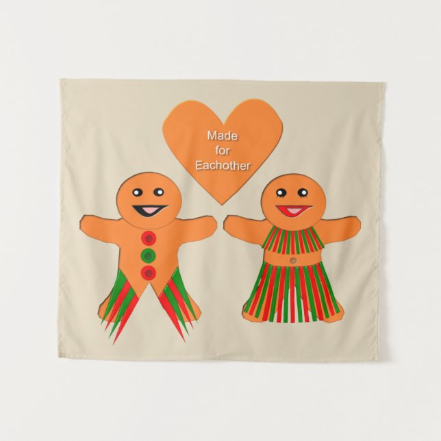 Tapete De Parede Casal de pão de Natal bonito (Frente (Horizontal))