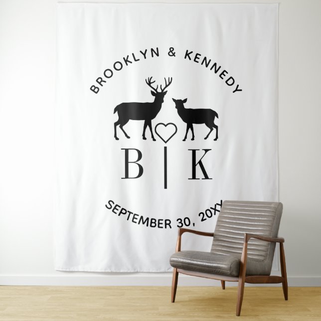 Tapete De Parede Casal Deer Monograma Rustic Country Wedding (In Situ)